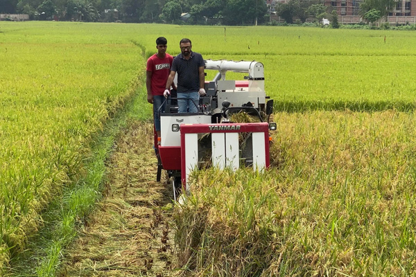 নরসিংদীর কৃষকদের মধ্যে কম্বাইন হার্ভেস্টার মেশিন বিতরণ