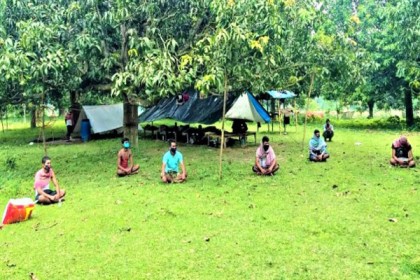করোনাভাইরাস: গ্রামবাসীর সুরক্ষায় আমবাগানে কোয়ারেন্টাইনে ৯ যুবক