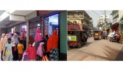 চাঁপাইনবাবগঞ্জে খুলেছে অধিকাংশ দোকানপাট, উপচেপড়া ভিড়