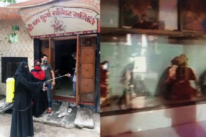 রোজা রেখে-বোরকা পরেই মন্দির জীবাণুমুক্ত করছেন তরুণী, ভারতজুড়ে প্রশংসা