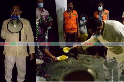 ঝড়-বৃষ্টি উপেক্ষা করে এলাকাবাসীকে আশ্রয় কেন্দ্রে নিচ্ছেন এমপি জগলুল