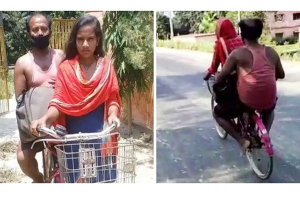 অসুস্থ বাবাকে নিয়ে ১২০০ কিমি সাইকেলে পাড়ি দিয়ে কপাল খুলল কিশোরীর!

