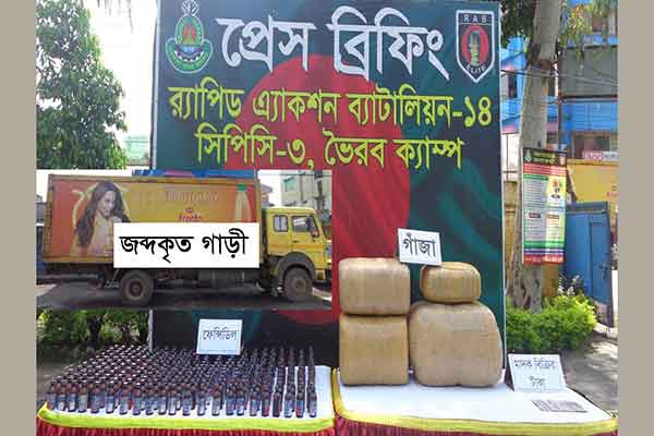 হবিগঞ্জ থেকে পাচারকালে ব্রাহ্মণবাড়িয়ায় মাদক উদ্ধার