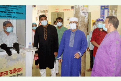 সুনামগঞ্জে করোনার বুথ স্থাপন এমপি মিসবাহর
