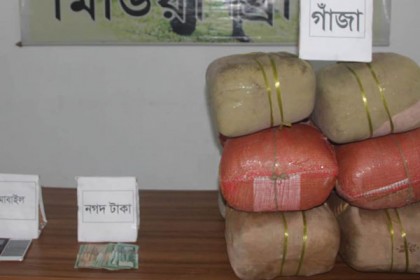 ট্রাকে বালুর ভিতর গাঁজা, গ্রেফতার ২