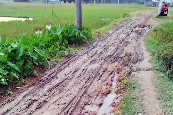 দিনাজপুরে ৭ গ্রামের মানুষের রাস্তার বেহাল দশা 

