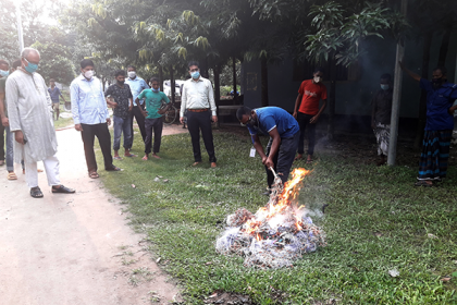 খানসামায় এক হাজার মিটার কারেন্ট জাল ধ্বংস