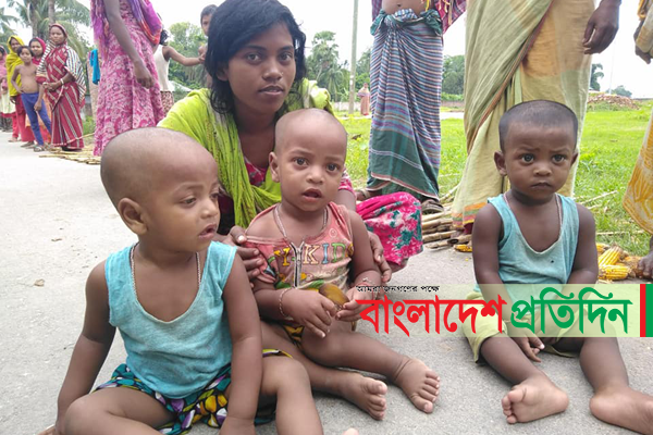 'হামার তিন যমজ বাচ্চার ভাতার জন্য কেউ কিছু দিল না বাবু' 