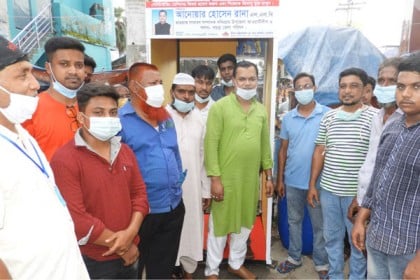 নন্দীগ্রামের প্রবেশ পথে জীবাণুনাশক বিশেষ গেট স্থাপন 