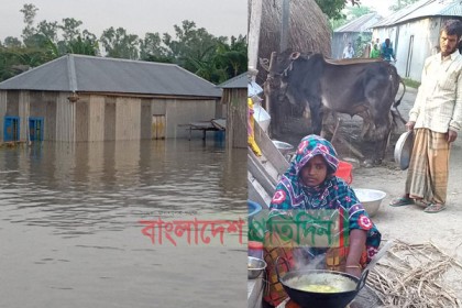 সিরাজগঞ্জে বানভাসিদের পাশে নেই কেউ 