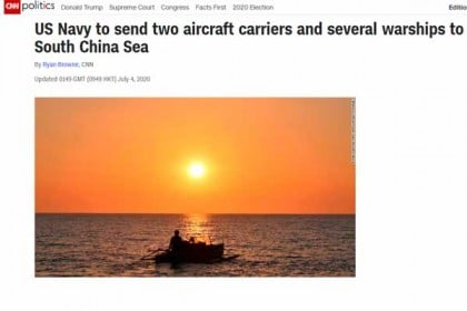 দক্ষিণ চীন সাগরে দুটি বিমানবাহী রণতরী পাঠাবে যুক্তরাষ্ট্র