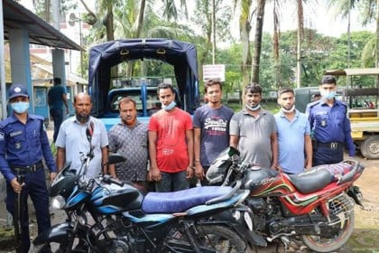 নোয়াখালীতে আন্তঃজেলা মোটরসাইকেল চোর চক্রের ৬ সদস্য আটক