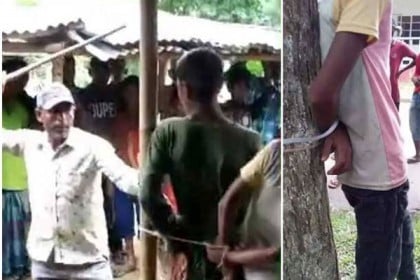 মোবাইল চুরির অপরাধে দুই শিশুকে গাছের সঙ্গে বেঁধে নির্যাতন