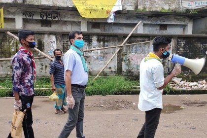 শ্রীমঙ্গলে স্বাস্থ্য সচেতনতায় রাস্তায় রোভার স্কাউট সদস্যদের প্রচারণা