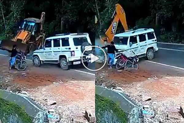 মৃত্যুর হাত থেকে যুবককে বাঁচিয়ে দিল গাড়ি, ভাইরাল ভিডিও!