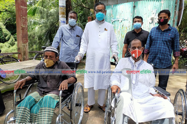 কোম্পানীগঞ্জে প্রতিবন্ধীদের মাঝে হুইল চেয়ার বিতরণ