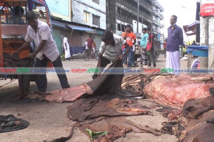বরিশালে পশুর চামড়ার বাজারের বেহাল দশা 