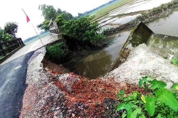 বীরগঞ্জের দলুয়া বাজার-জিন্দাপীর সড়কের ব্রিজটি এখন মরণ ফাঁদ!