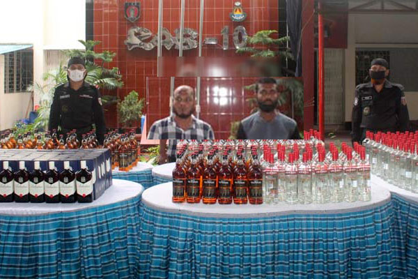 রাজধানীতে বিপুল পরিমাণ বিদেশি মদসহ আটক ২