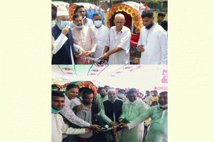 শেখ হাসিনার জন্মদিনে উত্তরায় দুস্থদের রিকশা উপহার 