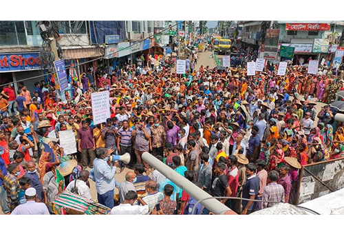 শ্রীমঙ্গলে চা শ্রমিকদের বিক্ষোভ সমাবেশ