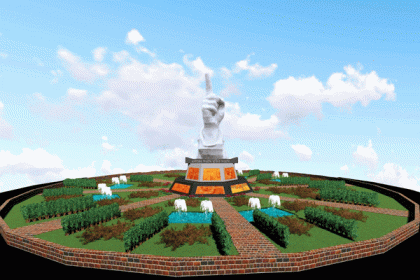 উদ্বোধনের অপেক্ষায় ৭ মার্চ স্মরণে নির্মিত উঁচু তর্জনী ভাস্কর্য