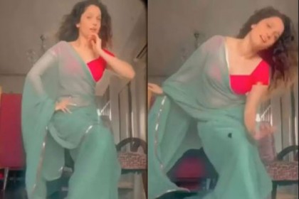শাড়ি আর লাল ব্লাউজে ঝড় তুললেন অঙ্কিতা (ভিডিও)