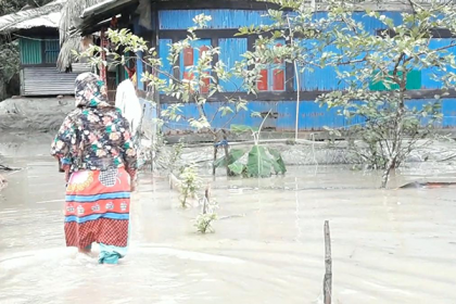 শরণখোলায় ৪০টি গ্রাম বৃষ্টির পানিতে তলিয়ে গেছে, দুর্ভোগে বাসিন্দারা