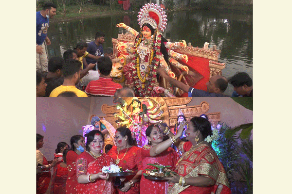 কীর্তনখোলা নদীতে প্রতিমা বিসর্জন সম্পন্ন