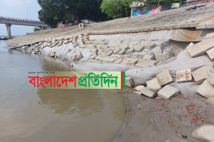 কুষ্টিয়ায় শেখ রাসেল সেতু রক্ষা বাঁধের ধস বাড়ছে, মেরামতের উদ্যোগ নেই 

