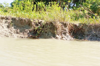 গলাচিপায় ভাঙনের কবলে সাংবাদিক আলতাফের কবর