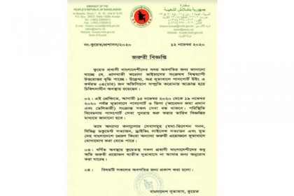 কুয়েতে বাংলাদেশ দূতাবাসের পাঁচজন করোনা আক্রান্ত, পাঁচ দিন কার্যক্রম বন্ধ 
