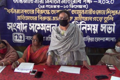 আন্তর্জাতিক নারী নির্যাতন প্রতিরোধ উপলক্ষে ব্রাহ্মণবাড়িয়ায় সংবাদ সম্মেলন