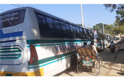 হবিগঞ্জে অর্ধদিবস বন্ধ থাকার পর পুনরায় বাস চলাচল স্বাভাবিক