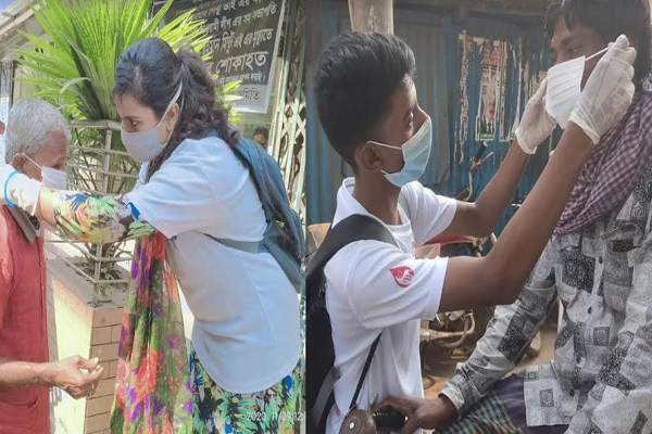 করোনা সংক্রমণ প্রতিরোধে বরিশালে দিনভর মাস্ক বিতরণ