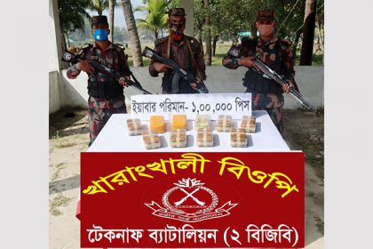 টেকনাফের হোয়াইক্যং সীমান্ত থেকে ১ লাখ ইয়াবা উদ্ধার