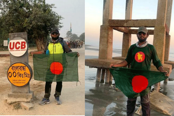 পায়ে হেঁটে ১৭ দিনে তেঁতুলিয়া থেকে টেকনাফ