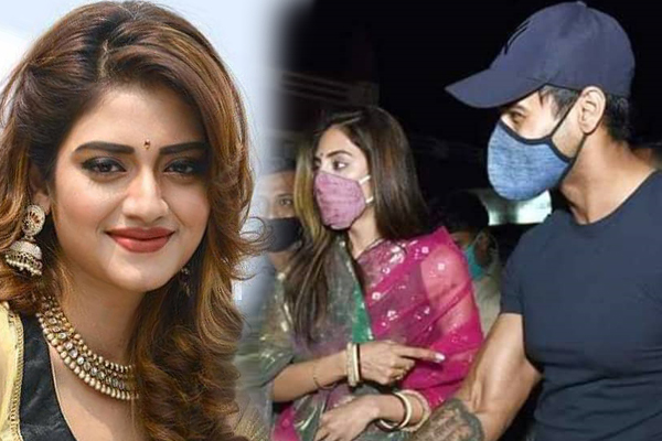 গুঞ্জনের মধ্যেই শাঁখা-সিঁদুরে সেজে যশকে নিয়ে মন্দিরে নুসরাত!