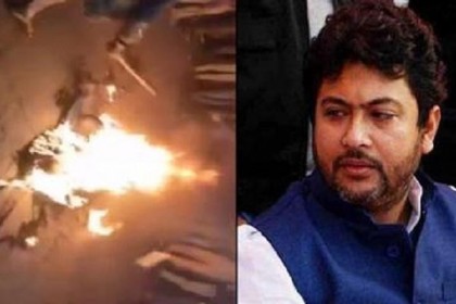 নোয়াখালীতে নিক্সন চৌধুরীর কুশপুত্তলিকা দাহ