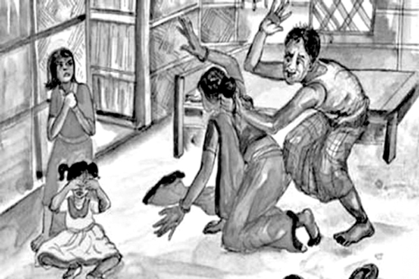 শিশু কন্যার সামনে মাকে পিটিয়ে হত্যা