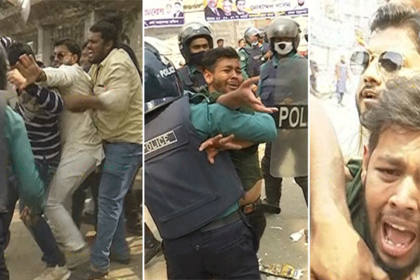 রক্তাক্ত ছাত্রদল নেতাকে পুলিশের কাছ থেকে ছিনিয়ে নিলেন ইশরাক