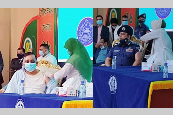 করোনার টিকা নিলেন স্বরাষ্ট্রমন্ত্রী ও আইজিপি