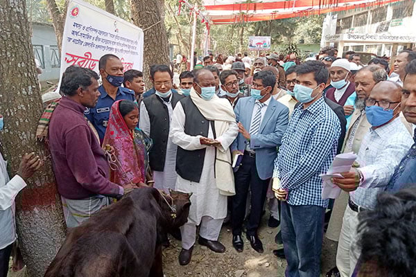 গুরুদাসপুরে ক্ষুদ্র নৃগোষ্ঠীর মাঝে গরু বিতরণ