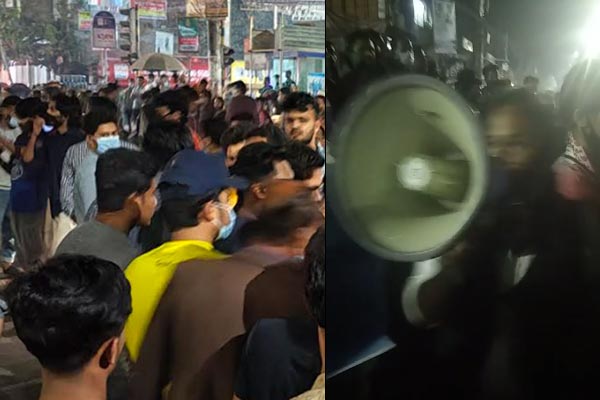 সাত কলেজের পরীক্ষা স্থগিতের প্রতিবাদে নীলক্ষেতে বিক্ষোভ