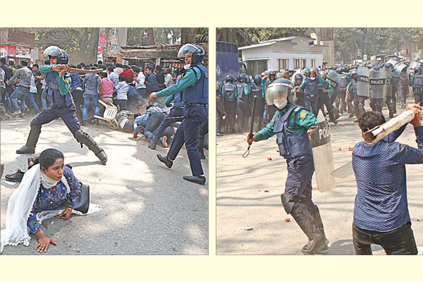 প্রেস ক্লাবের সামনে পুলিশ ছাত্রদল ব্যাপক সংঘর্ষ