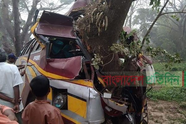 নিয়ন্ত্রণ হারিয়ে গাছের সঙ্গে বাসের ধাক্কা, নিহত ১ 