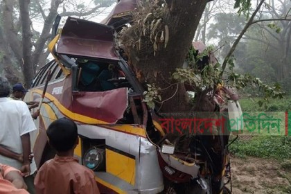 নিয়ন্ত্রণ হারিয়ে গাছের সঙ্গে বাসের ধাক্কা, নিহত ১ 