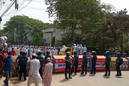 রাজধানীর উত্তরায় হেফাজতে ইসলামের বিক্ষোভ সমাবেশ