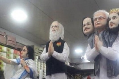 মিষ্টি দিয়ে তৈরী হলো মমতা-মোদির ভাস্কর্য!