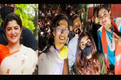 হবু পুত্রবধূকে ও ছেলেকে নিয়ে ভোট চাইছেন শ্রাবন্তী